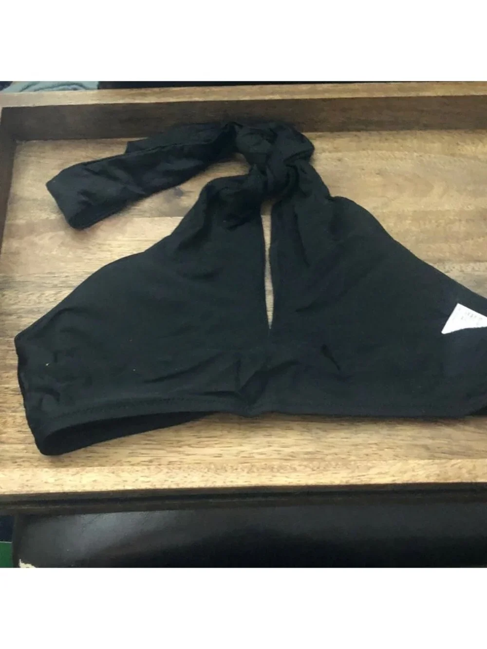 aerie Black Halter Bikini Top